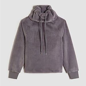 Ann Taylor Faux Fur Funnel Neck Sweatshirt